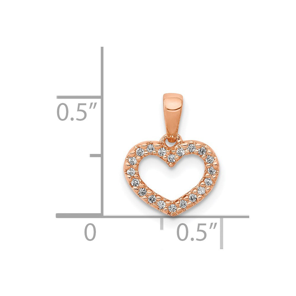 14k Rose Gold .03 carat Diamond Heart Pendant