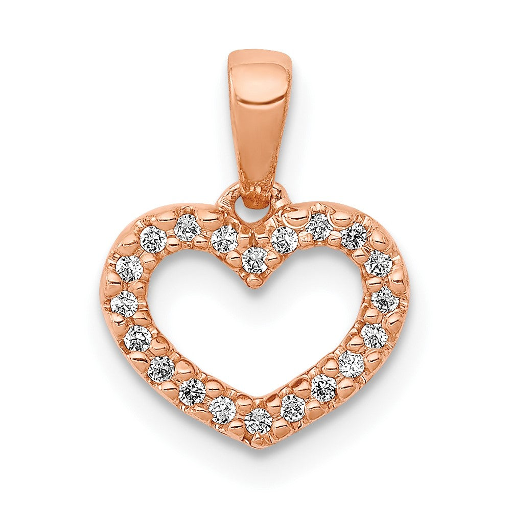 14k Rose Gold .03 carat Diamond Heart Pendant
