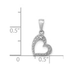 14k White Gold .01 carat Diamond Curved Heart Pendant