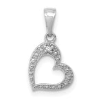 14k White Gold .01 carat Diamond Curved Heart Pendant