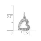 14k White Gold 1/20 carat Diamond Curved Heart Charm