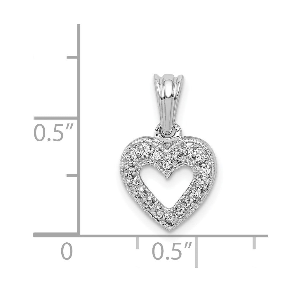 14k White Gold 1/10 carat Diamond Heart Pendant