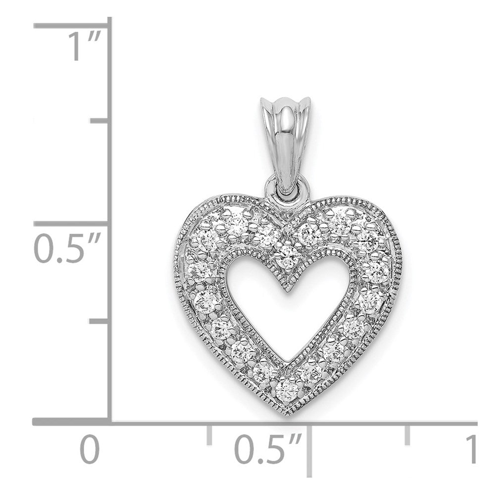 14k White Gold 1/4 carat Diamond Heart Pendant