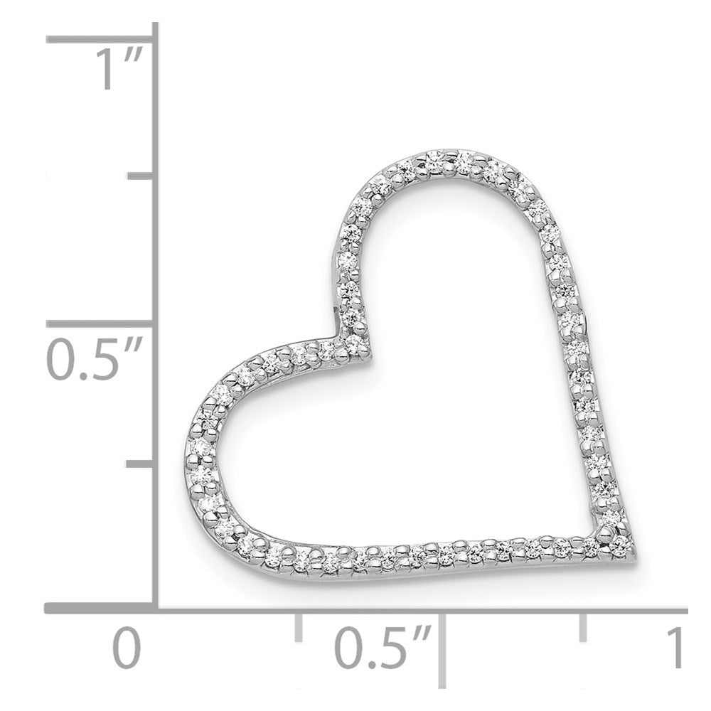 14k White Gold 1/6 carat Diamond Heart Chain Slide