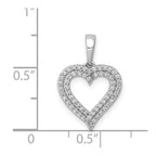 14k White Gold 1/4 carat Diamond 2-row Heart Pendant