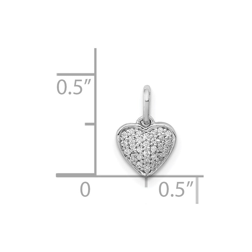 14k White Gold 1/10 carat Pave Diamond Heart Pendant