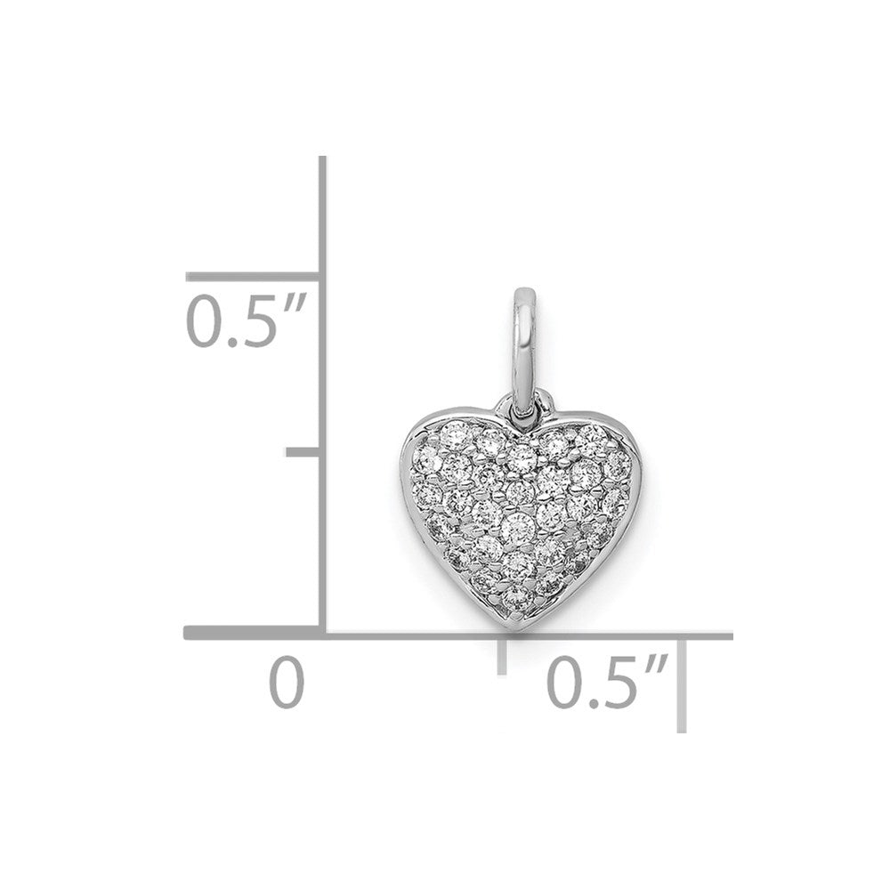 14k White Gold 1/5 carat Pave Diamond Heart Pendant
