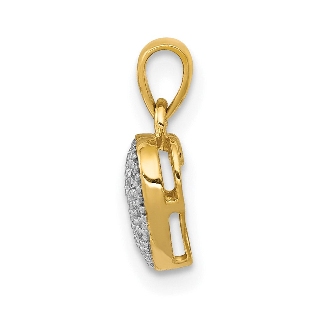 14k and White Rhodium Pave Diamond Heart Pendant