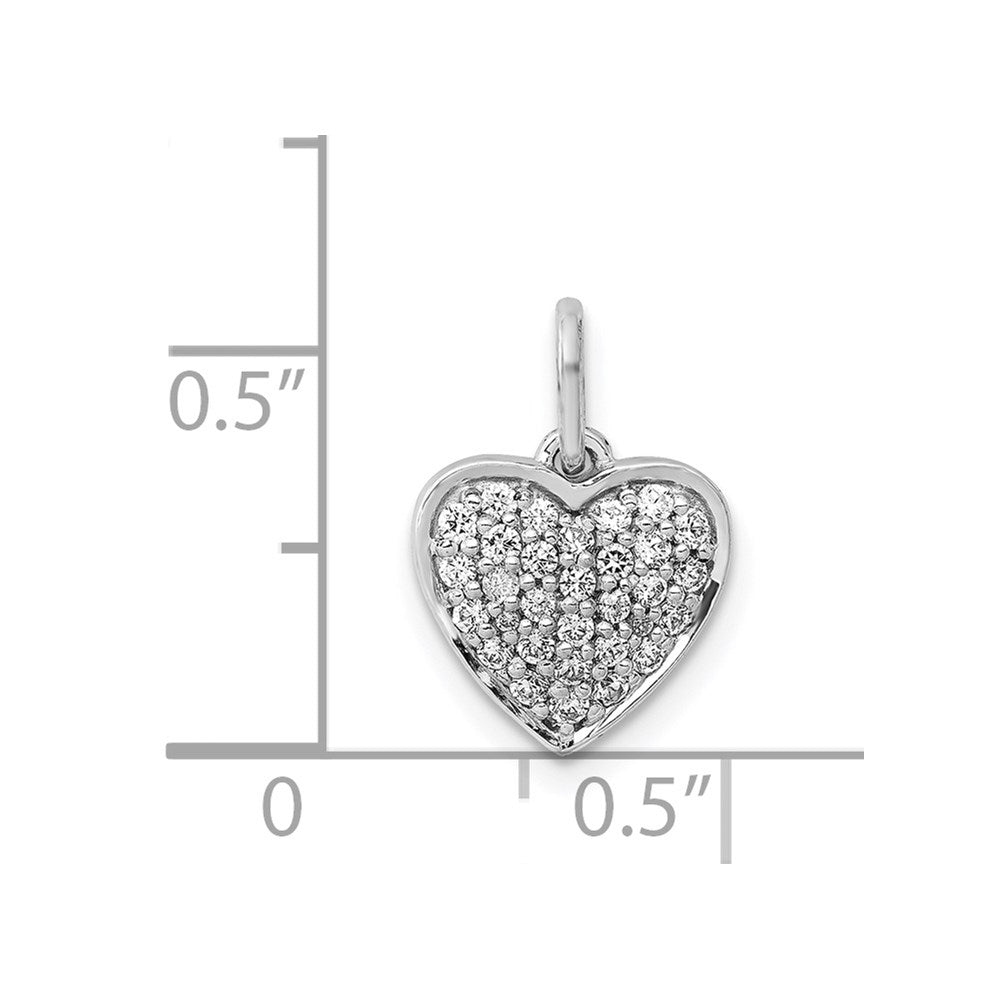 14k White Gold 1/4 carat Pave Diamond Heart Pendant