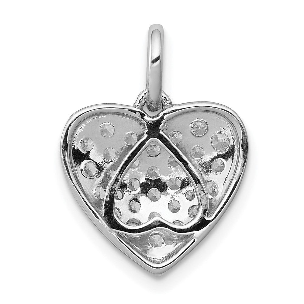 14k White Gold 5/8 carat Pave Diamond Heart Pendant