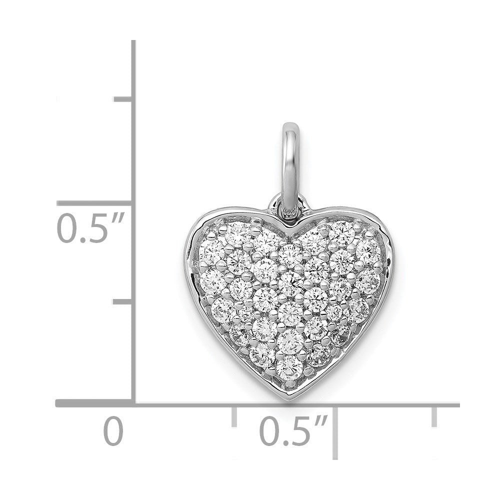 14k White Gold 5/8 carat Pave Diamond Heart Pendant
