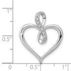 14k White Gold 1/20 carat Diamond Heart Infinity Pendant Fits up to 2mm Regular/4mm Fancy or Reversible Omega