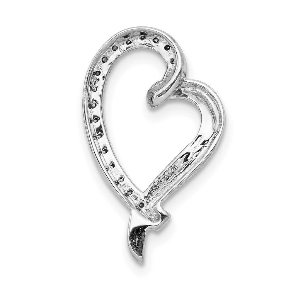 14k White Gold 1/10 carat Diamond Curved Heart Chain Slide