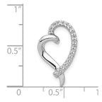 14k White Gold 1/10 carat Diamond Curved Heart Chain Slide