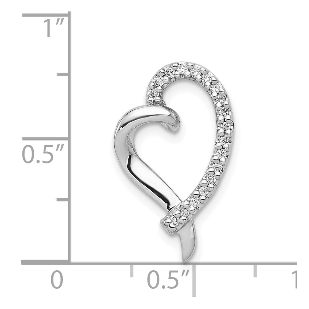 14k White Gold 1/10 carat Diamond Curved Heart Chain Slide
