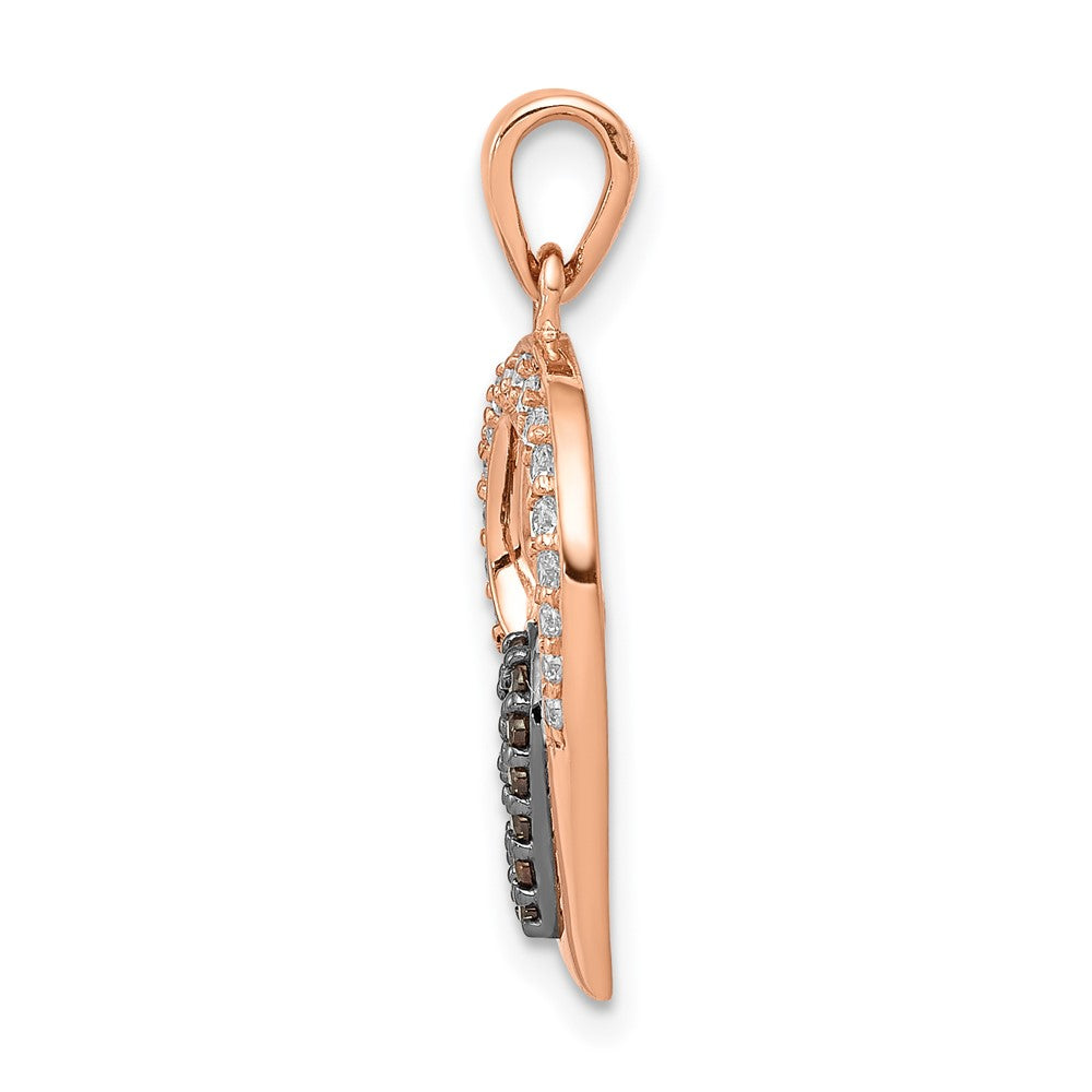 14k Rose Gold and Black Rhodium Champagne and White Diamond Hearts Pendant