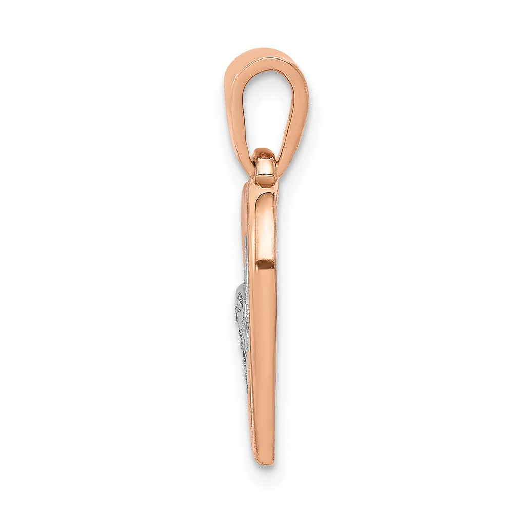 14k Rose Gold and White Rhodium Diamond Entwined Hearts Pendant