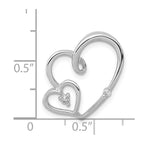 14k White Gold 1/20 carat Diamond Double Hearts Chain Slide