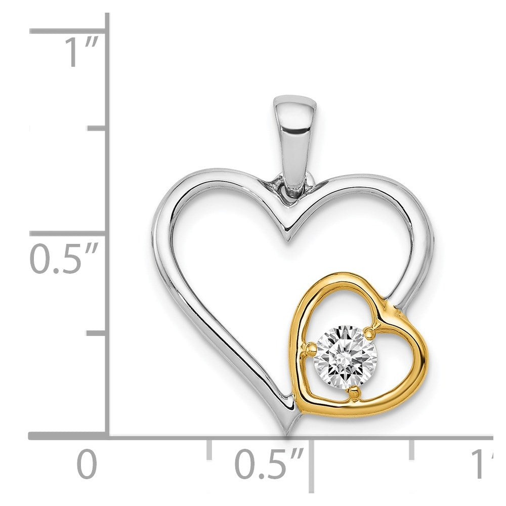 14k Two-Tone 1/5 carat Diamond Double Heart Pendant