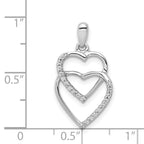 14k White Gold 1/10 carat Diamond Entwined Hearts Pendant