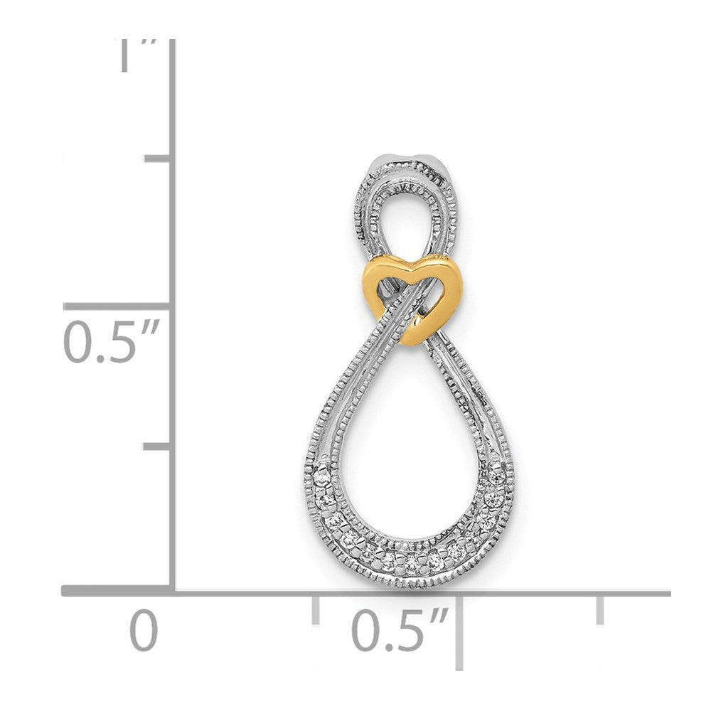 14k Two-tone 1/20 carat Diamond Infinity with Heart Chain Slide