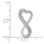 14k White Gold 1/10 carat Diamond Freeform Heart Infinity Chain Slide