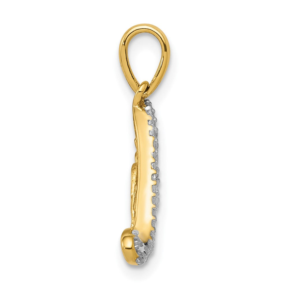 14k and White Rhodium Diamond LOVE Script Pendant
