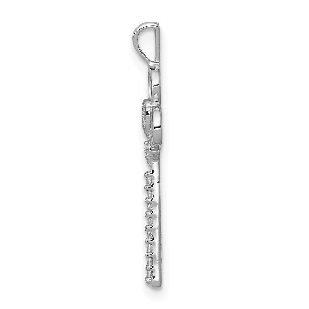 14k White Gold 1/15 carat Diamond Club Key Pendant