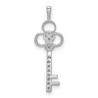 14k White Gold 1/15 carat Diamond Club Key Pendant