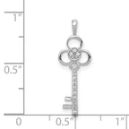 14k White Gold 1/15 carat Diamond Club Key Pendant