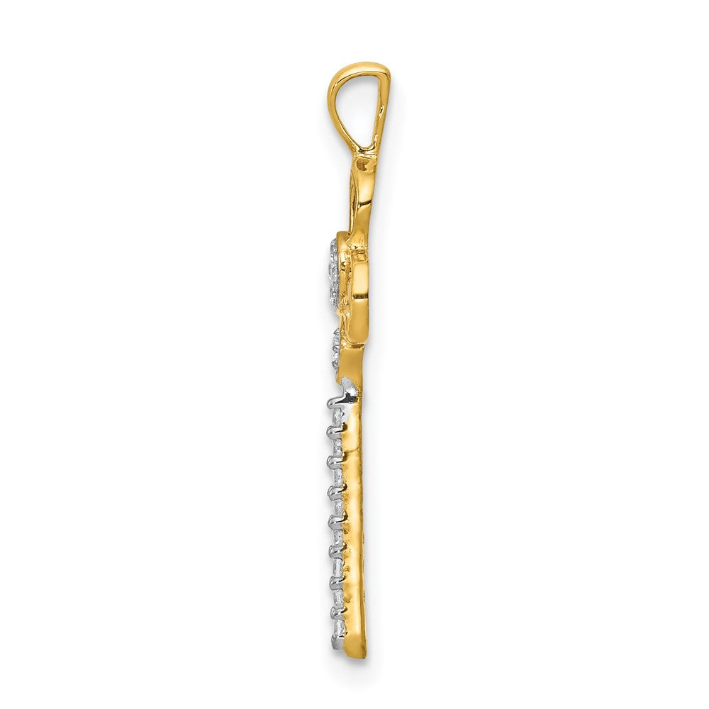 14k 1/15 carat Diamond Club Key Pendant