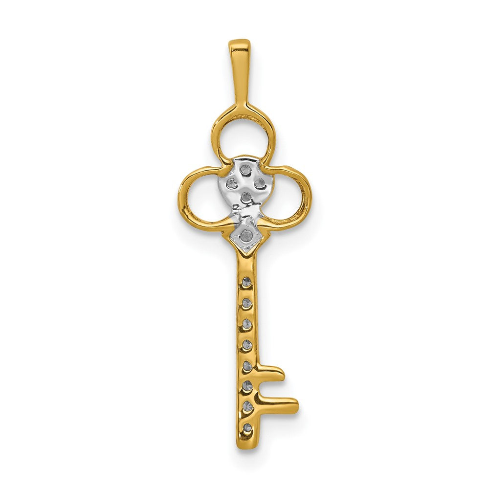 14k 1/15 carat Diamond Club Key Pendant