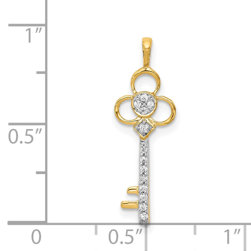 14k 1/15 carat Diamond Club Key Pendant