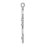 14k White Gold Polished 1/8 carat Diamond Circle Key Pendant