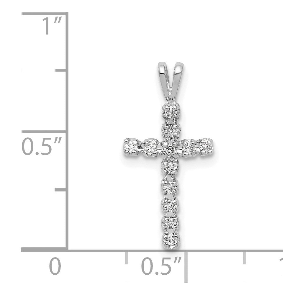 14k White Gold 1/8 carat AA Diamond Latin Cross Pendant