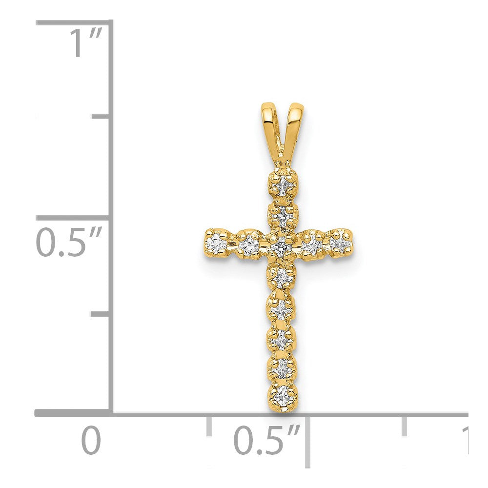 14k 1/8 carat AA Diamond Latin Cross Pendant