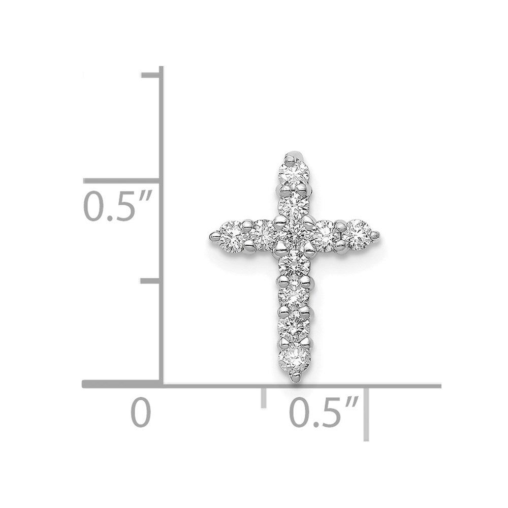14k White Gold 1/3 carat AA Diamond Cross Chain Slide