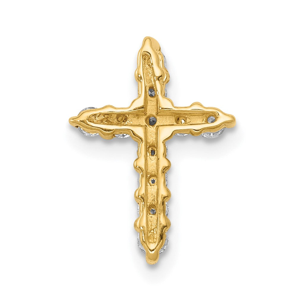 14k 1/3 carat AA Diamond Cross Chain Slide