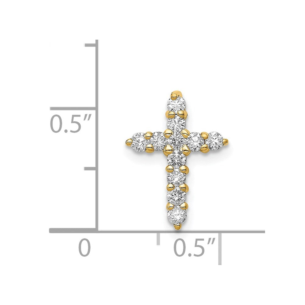 14k 1/3 carat AA Diamond Cross Chain Slide