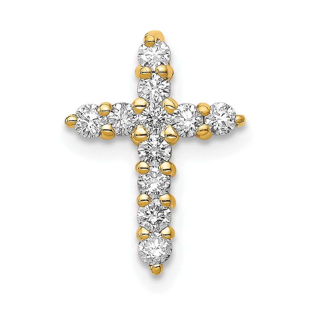 14k 1/3 carat AA Diamond Cross Chain Slide