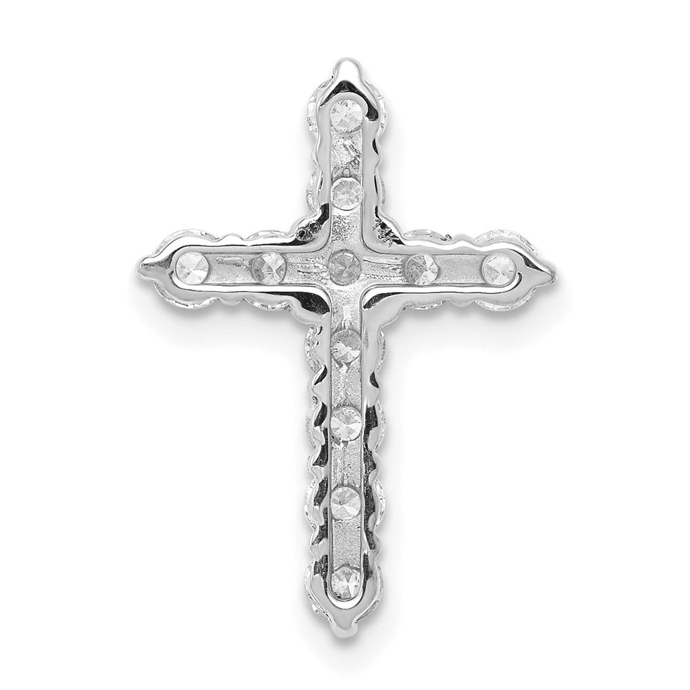 14k White Gold 3/4 carat AA Diamond Cross Chain Slide