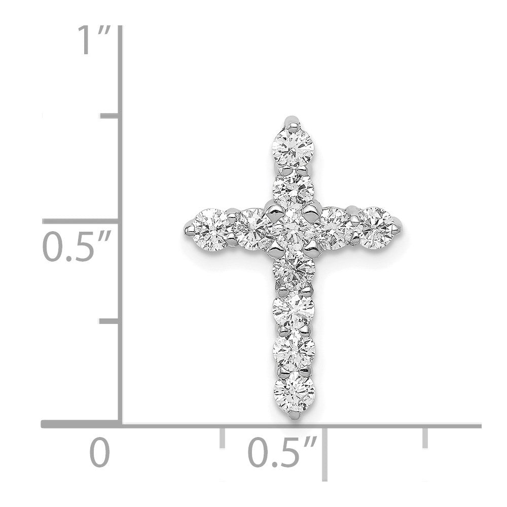 14k White Gold 3/4 carat AA Diamond Cross Chain Slide