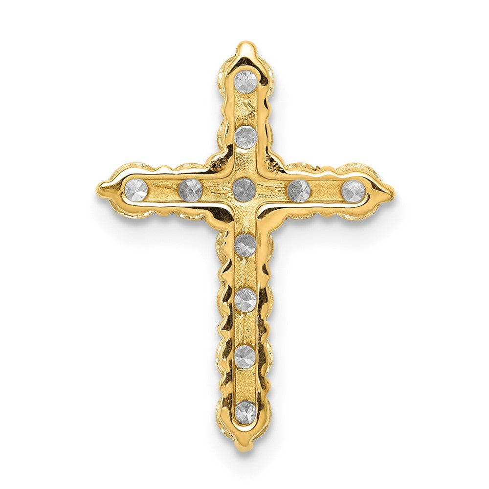 14k 3/4 carat AA Diamond Cross Chain Slide