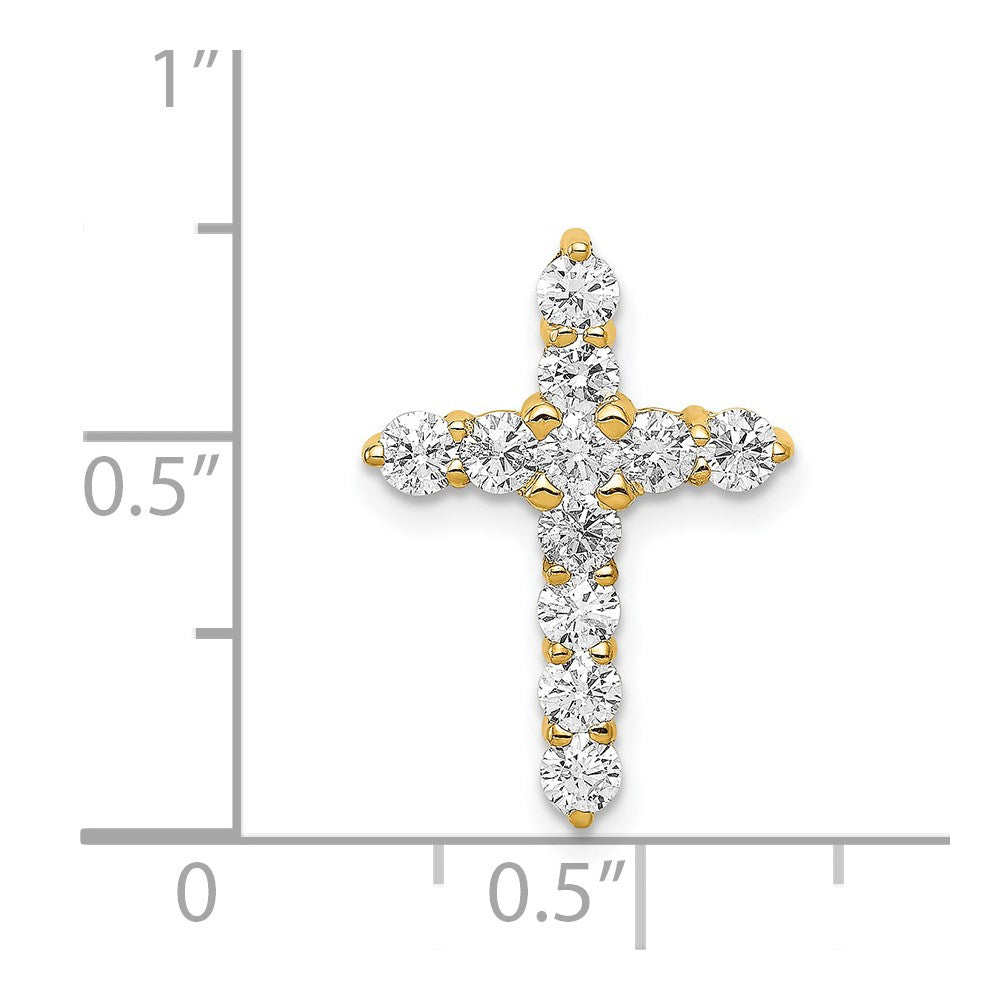 14k 3/4 carat AA Diamond Cross Chain Slide