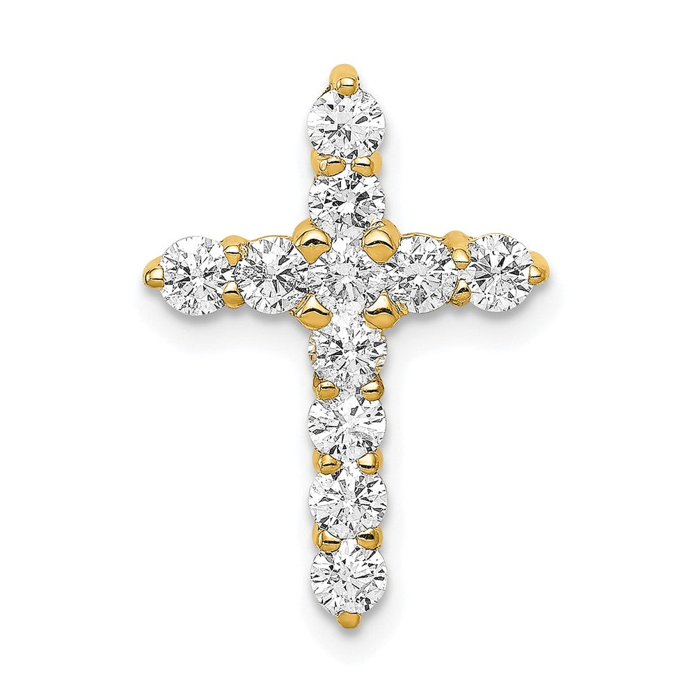14k 3/4 carat AA Diamond Cross Chain Slide