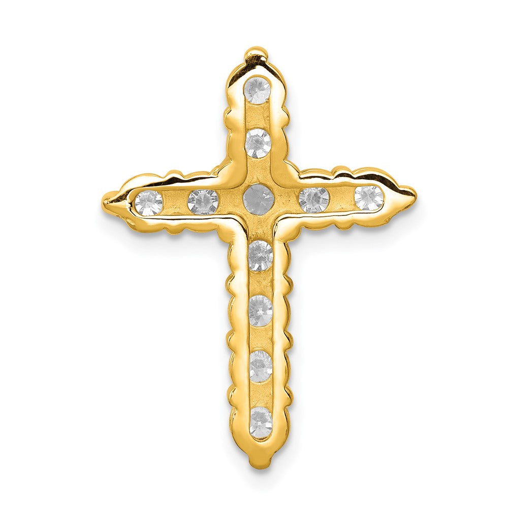 14k 1.25 carat AA Diamond Cross Chain Slide