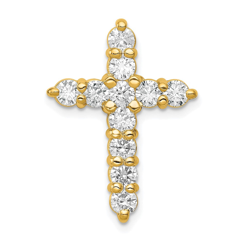 14k 1.25 carat AA Diamond Cross Chain Slide