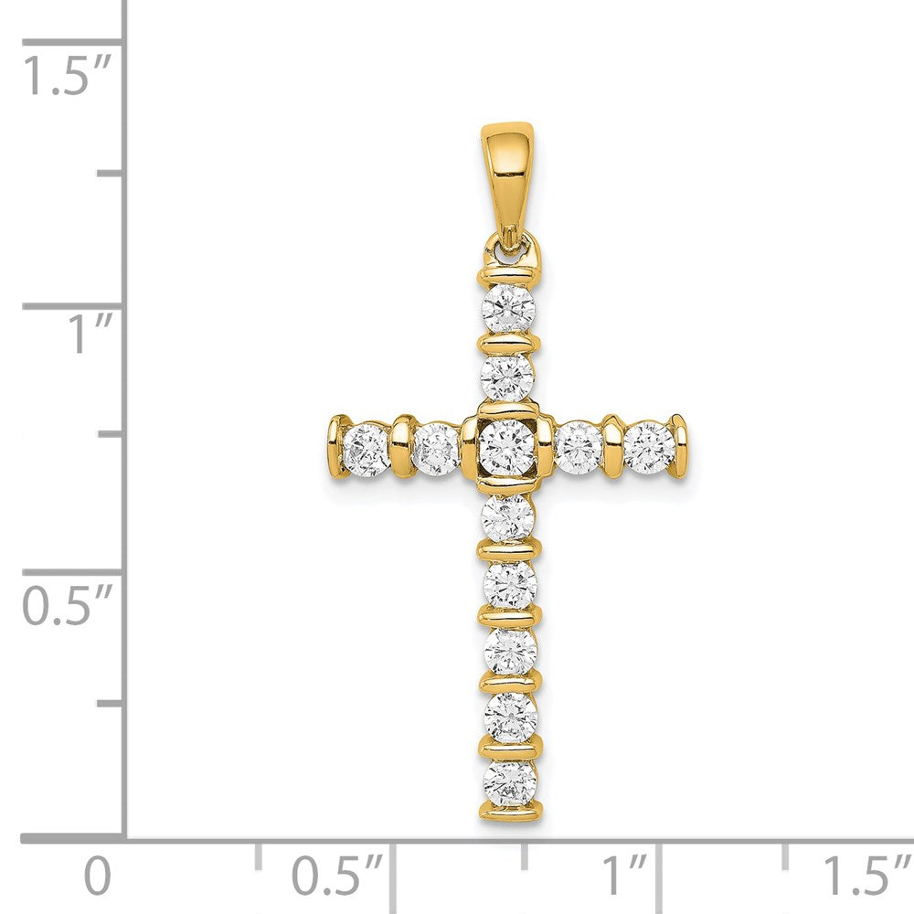 14k 3/4 carat A Diamond Latin Cross Pendant