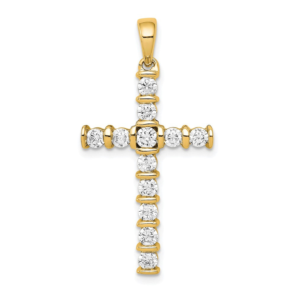 14k 3/4 carat A Diamond Latin Cross Pendant