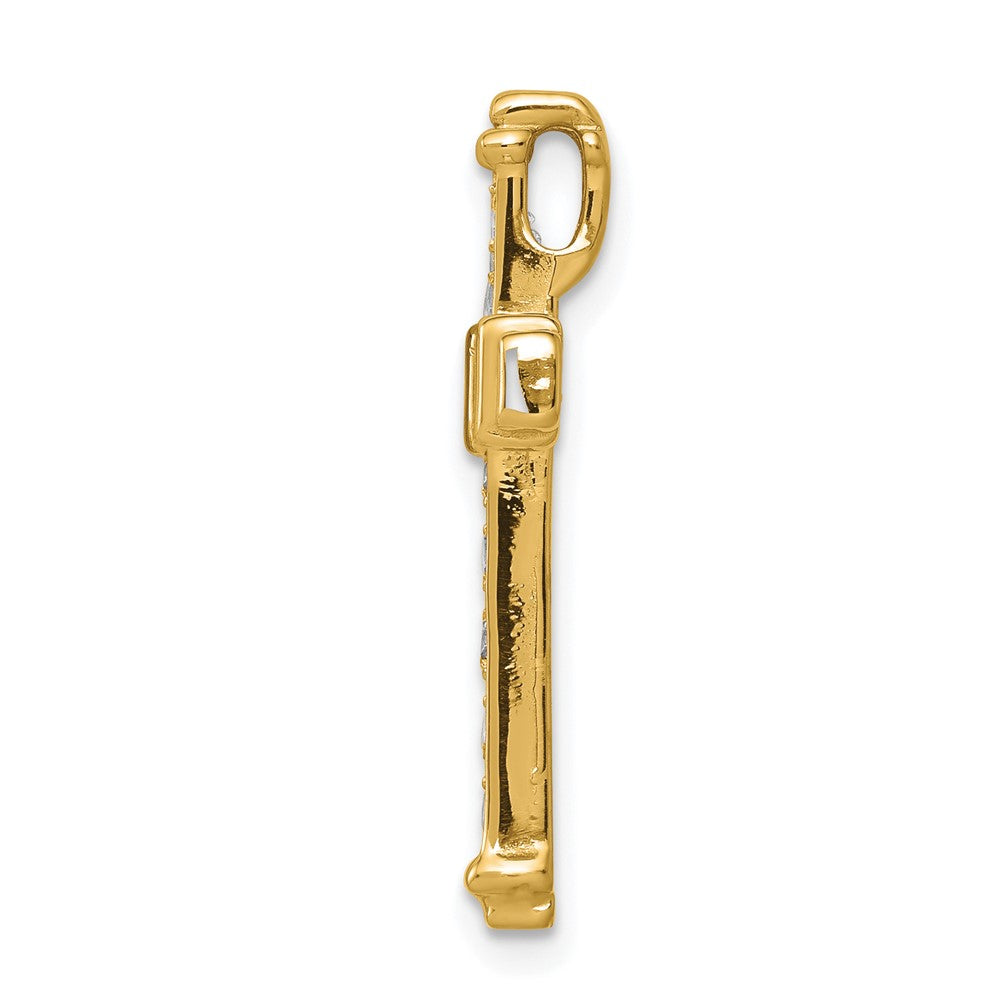 14k 3/8 carat AA Diamond Latin Cross Chain Slide